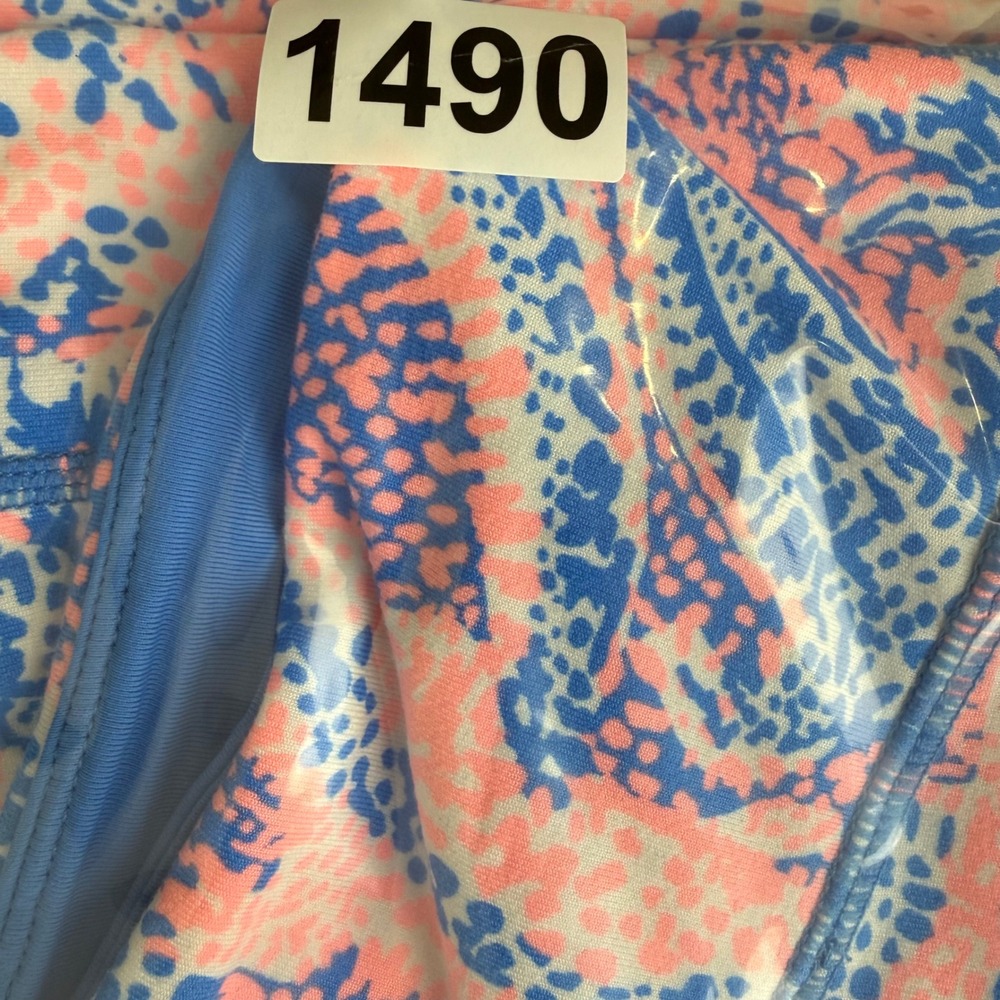 Lilly Pulitzer Luxletic Leggings Large Pink Blue Coastal Preppy Crop Pockets - Picture 5 of 5